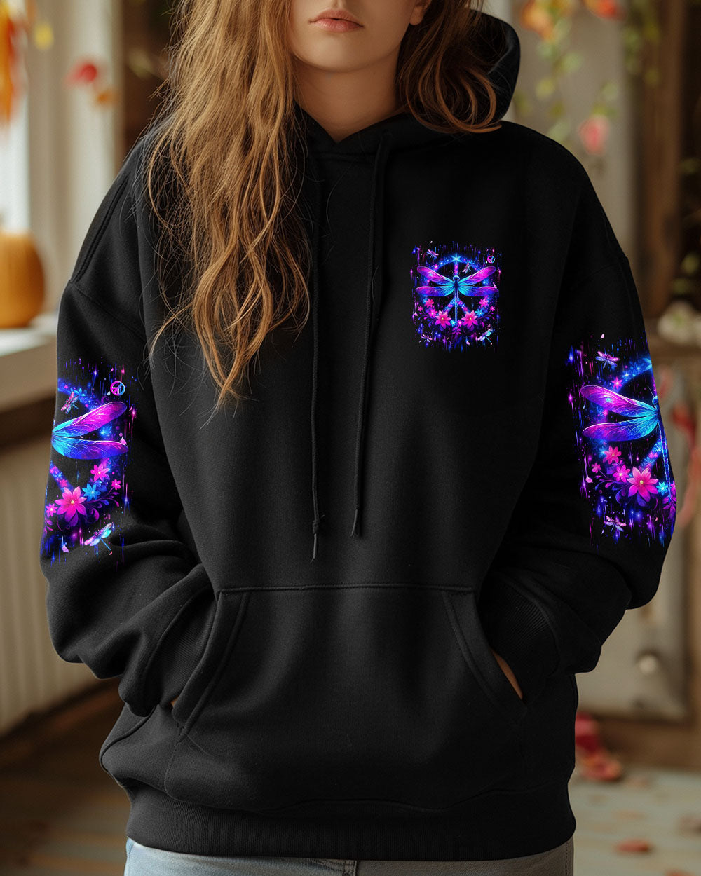 I Believe There Are Angels Among Us Neon Dragonfly Floral Peace Sign AOP Shirts _13_ 2lkvg