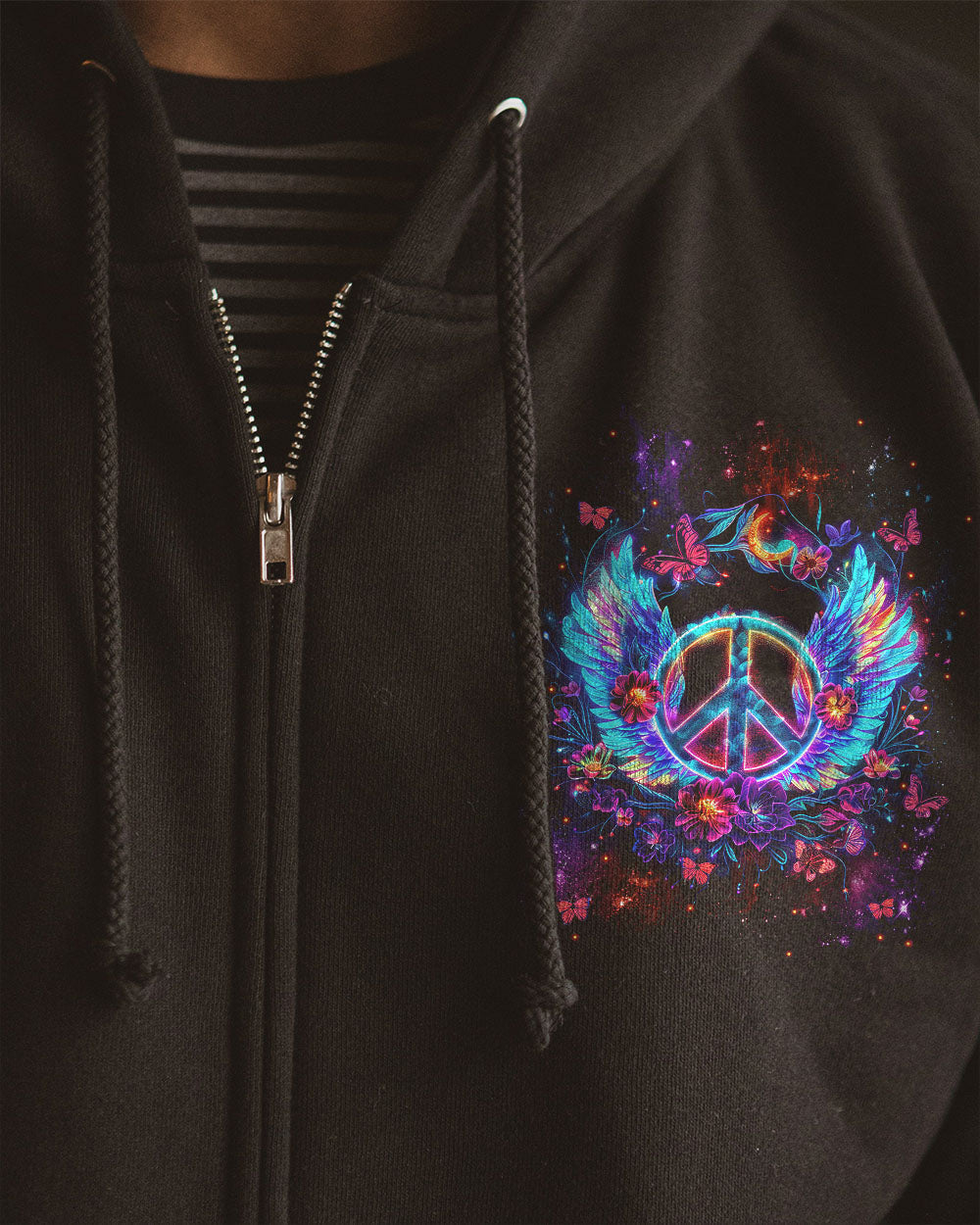 I Believe There Are Angels Among Us Neon Peace Sign Angel AOP Shirts _4_ YHbVI