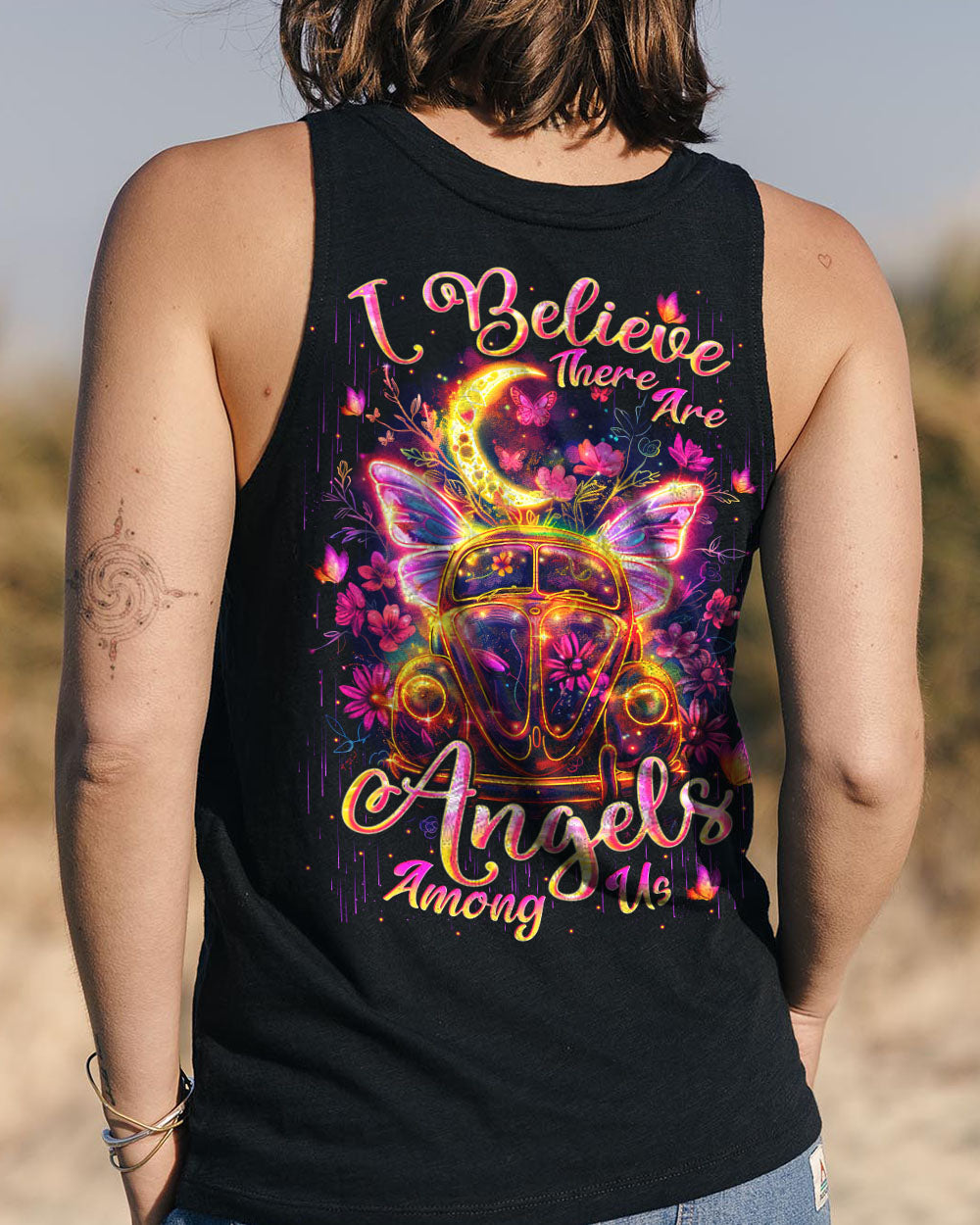 I Believe There Are Angels Among Us Neon VW Butterfly Hippie Van AOP Shirts _11_ 4y8Kj