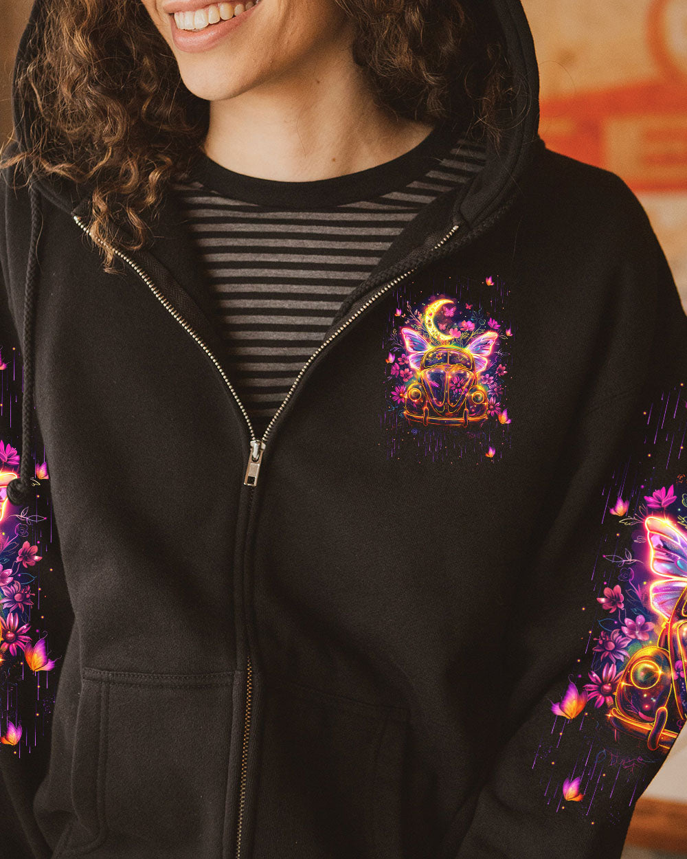 I Believe There Are Angels Among Us Neon VW Butterfly Hippie Van AOP Shirts _8_ KUvUG