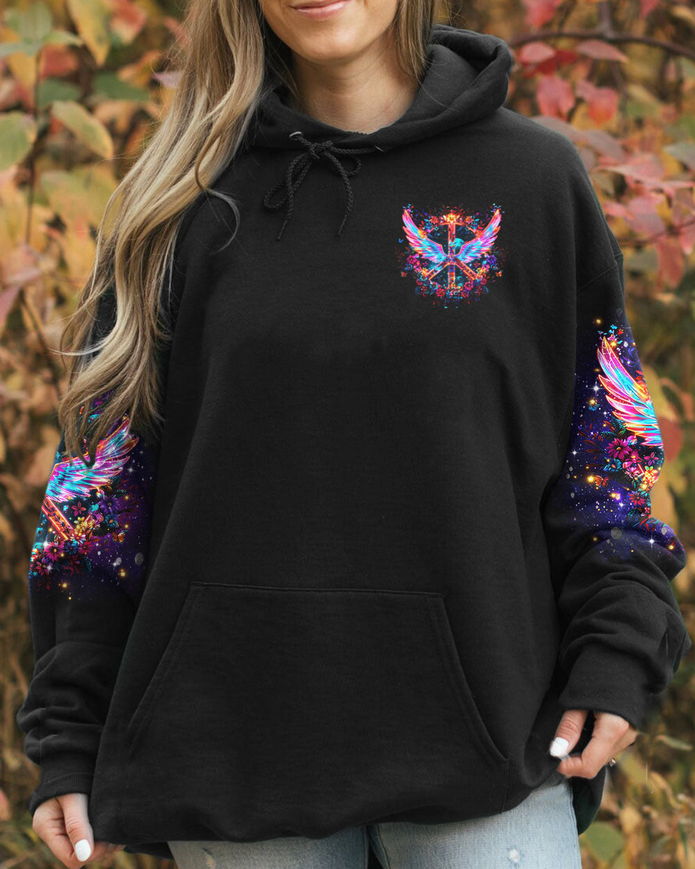 I Believe There Are Angels Among Us Neon Wings and Peace Sign AOP Shirts _14_ SA43R