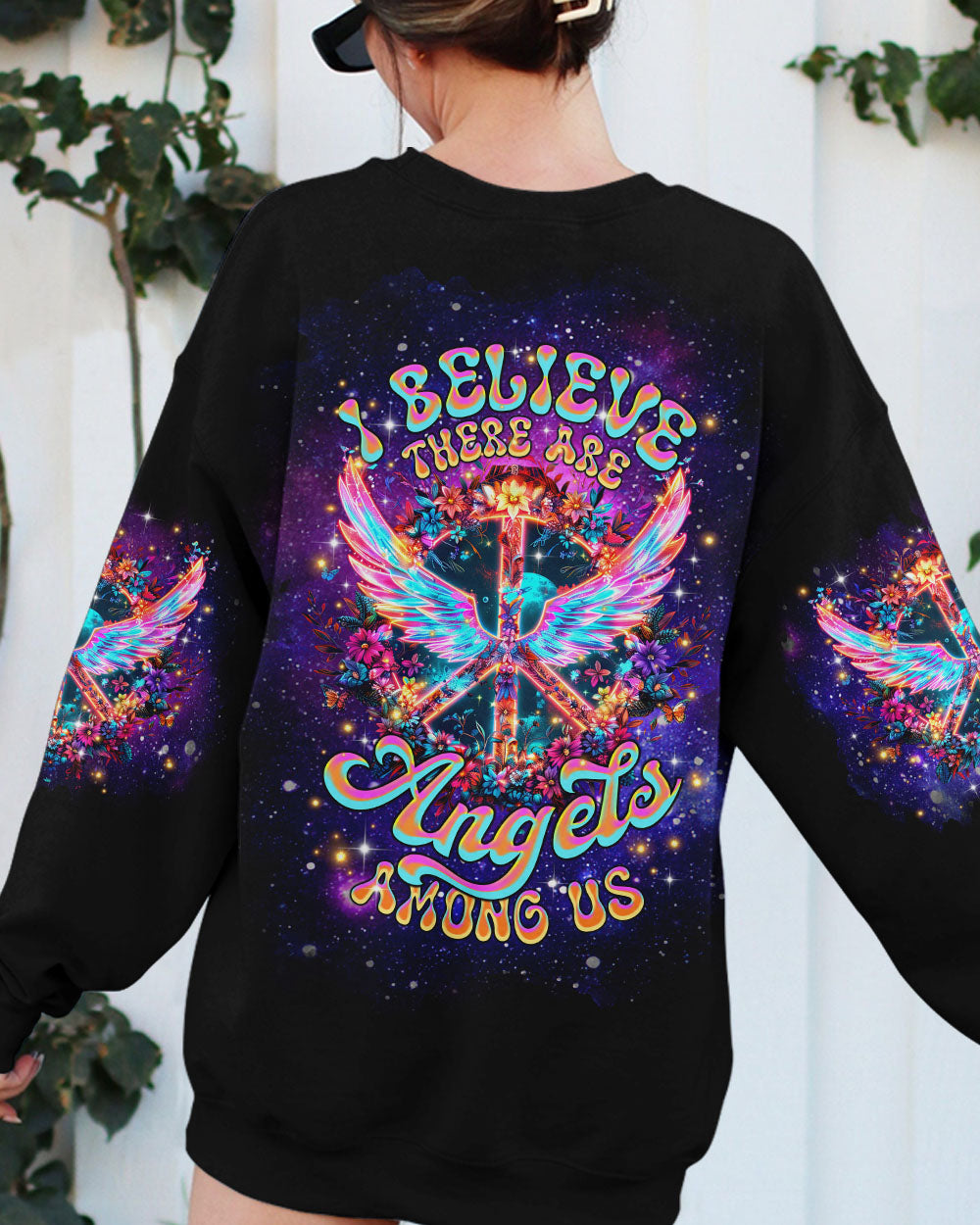 I Believe There Are Angels Among Us Neon Wings and Peace Sign AOP Shirts _3_ ab9wH