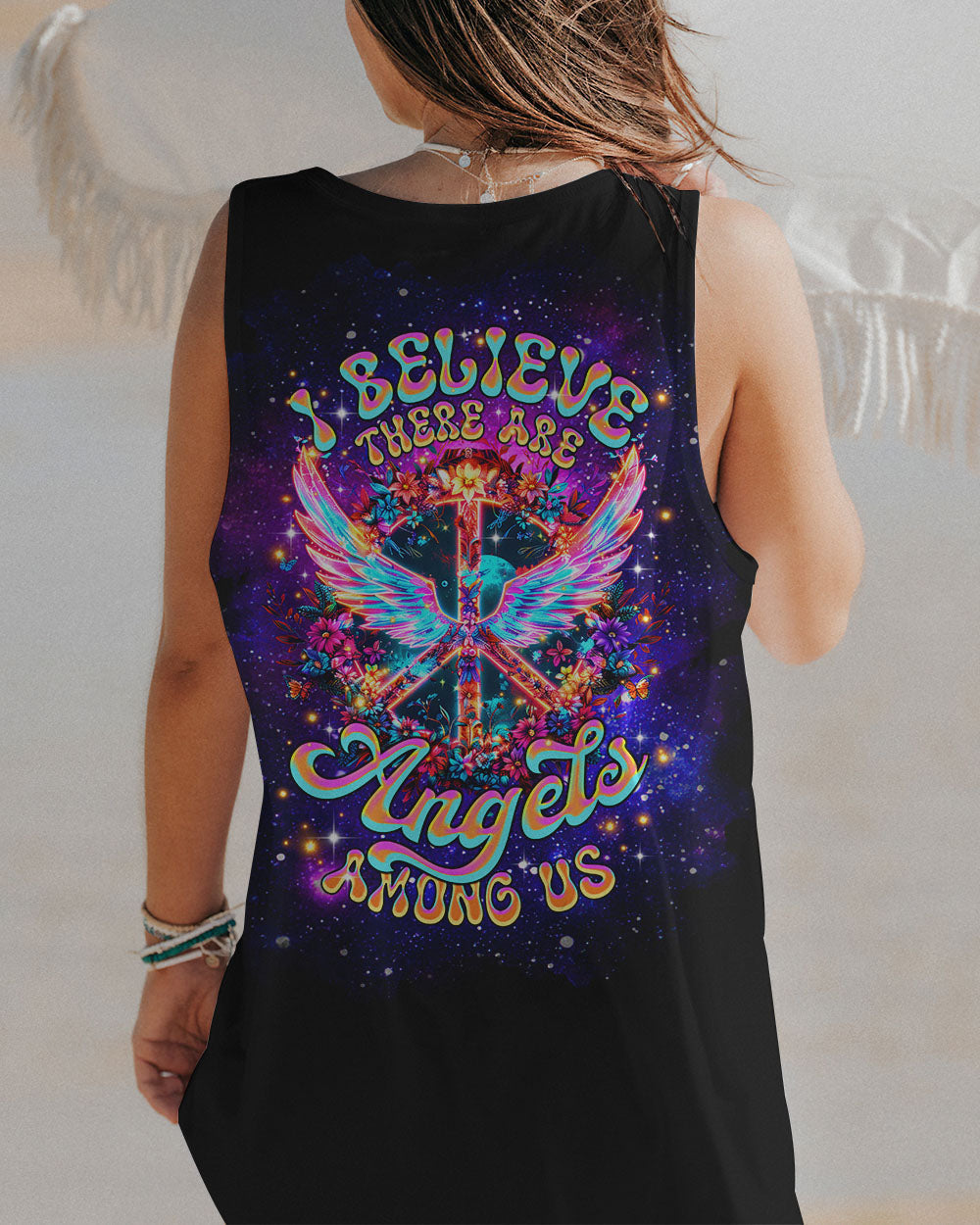 I Believe There Are Angels Among Us Neon Wings and Peace Sign AOP Shirts _7_ eb8XH