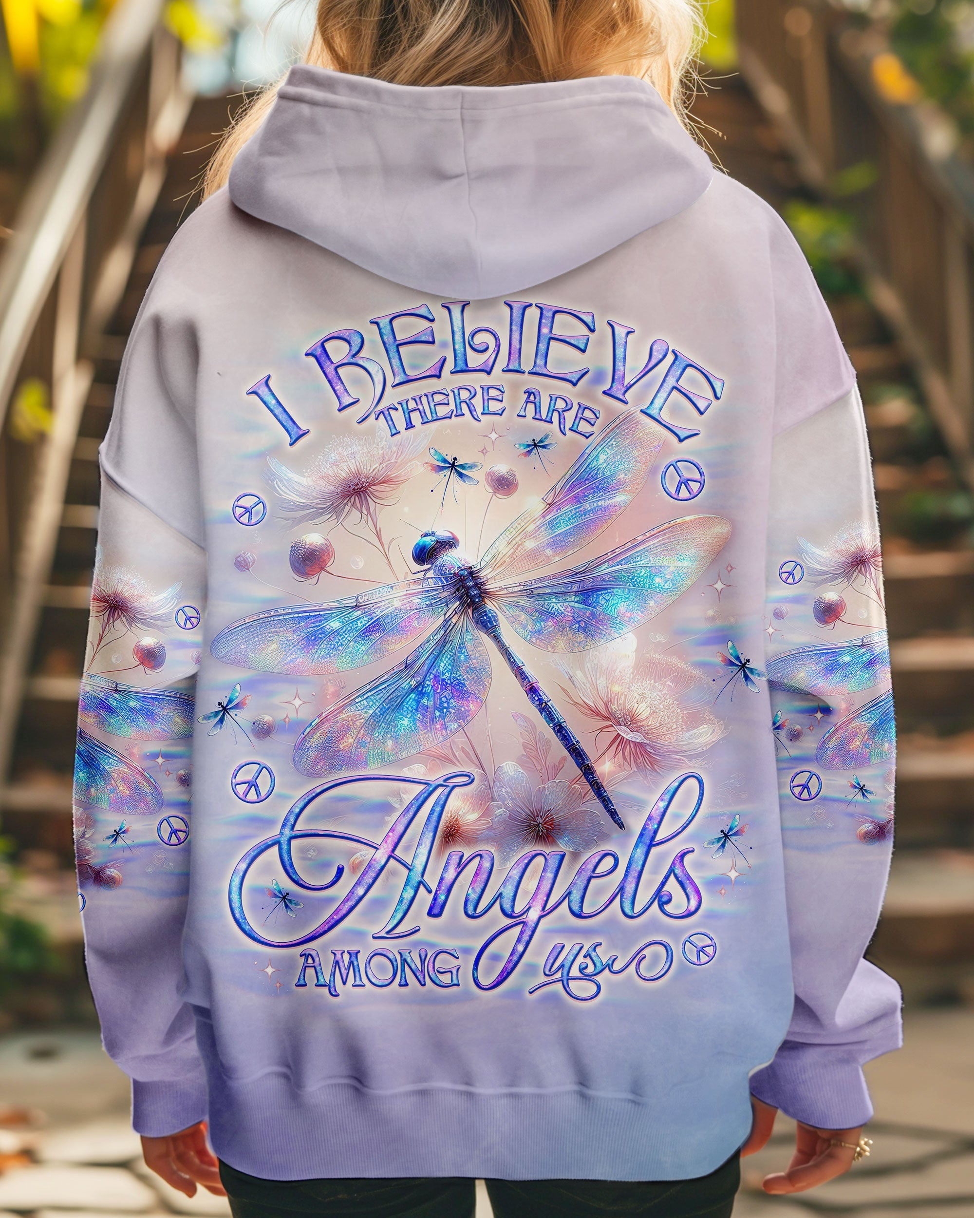 I Believe There Are Angels Among Us Pastel Dragonfly Memorial AOP Shirts _5_ BL7vA