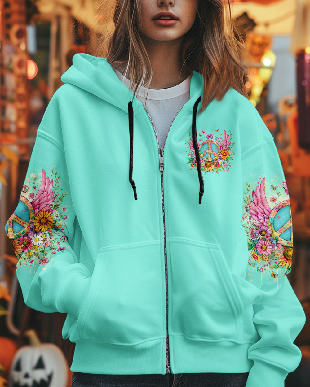 I Believe There Are Angels Among Us Peace Symbol and Flower Design for Women AOP Shirts _10_ sHeBw