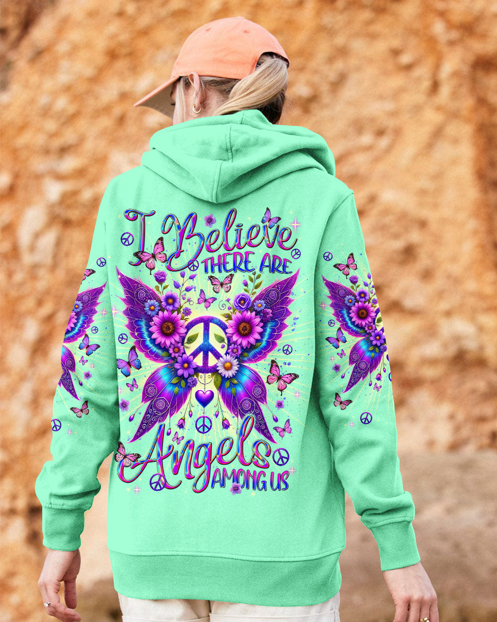 I Believe There Are Angels Among Us Peace and Butterfly Wings AOP Shirts _2_ TIbv8