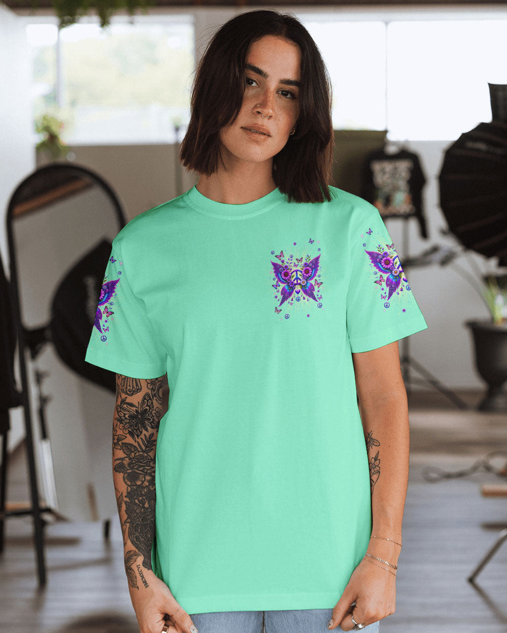 I Believe There Are Angels Among Us Peace and Butterfly Wings AOP Shirts _3_ 9nTLK