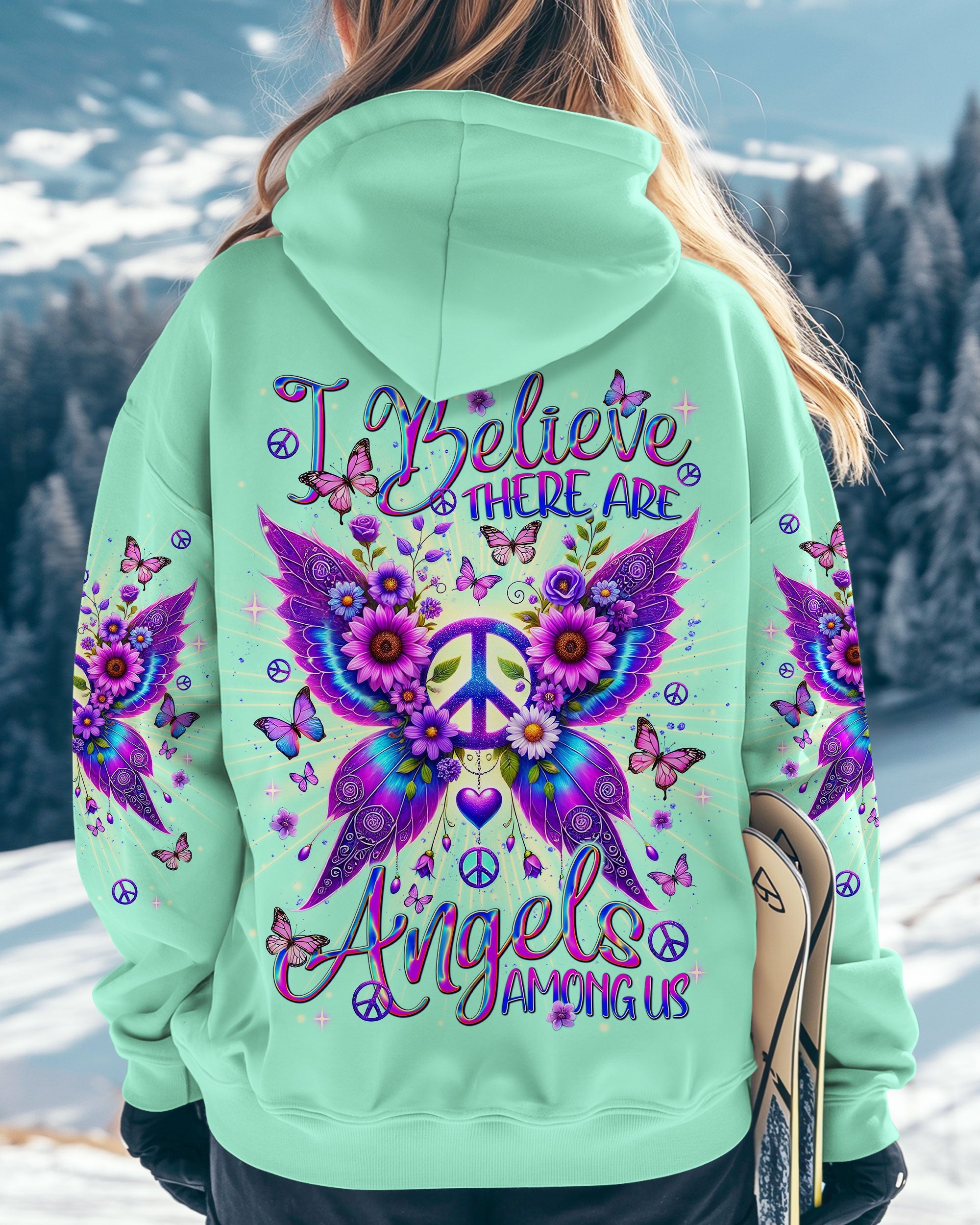 I Believe There Are Angels Among Us Peace and Butterfly Wings AOP Shirts _8_ lO4st