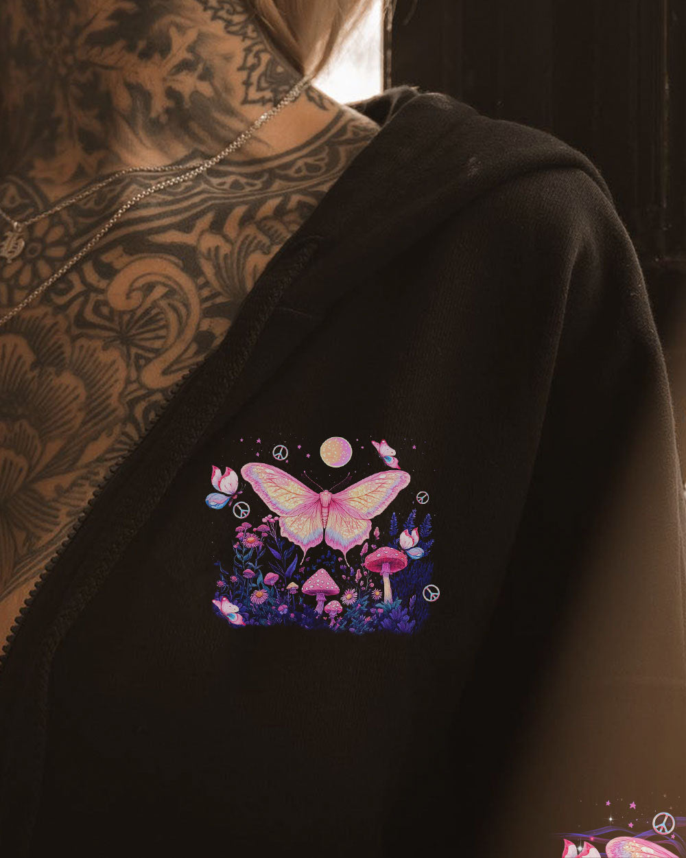 I Believe There Are Angels Among Us Pink Butterfly and Mushroom Magical Nature AOP Shirts _11_ GQfI2
