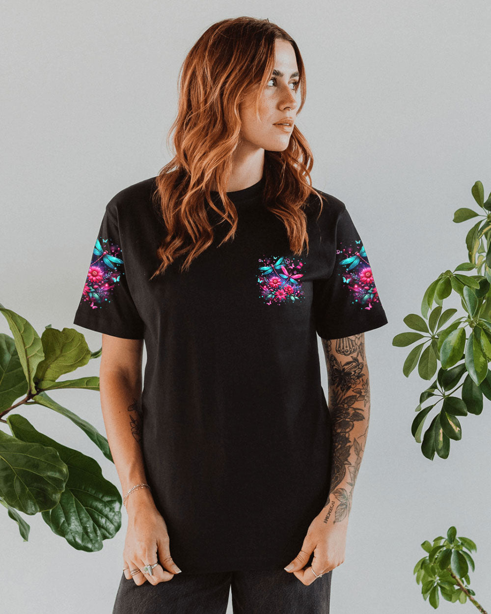 I Believe There Are Angels Among Us Pink and Teal Dragonfly AOP Shirts _2_ KddvV