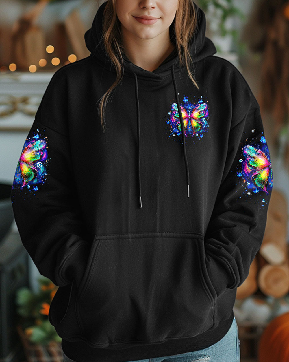 I Believe There Are Angels Among Us Rainbow Butterfly Psychedelic Galaxy AOP Shirts _13_ iXPTN