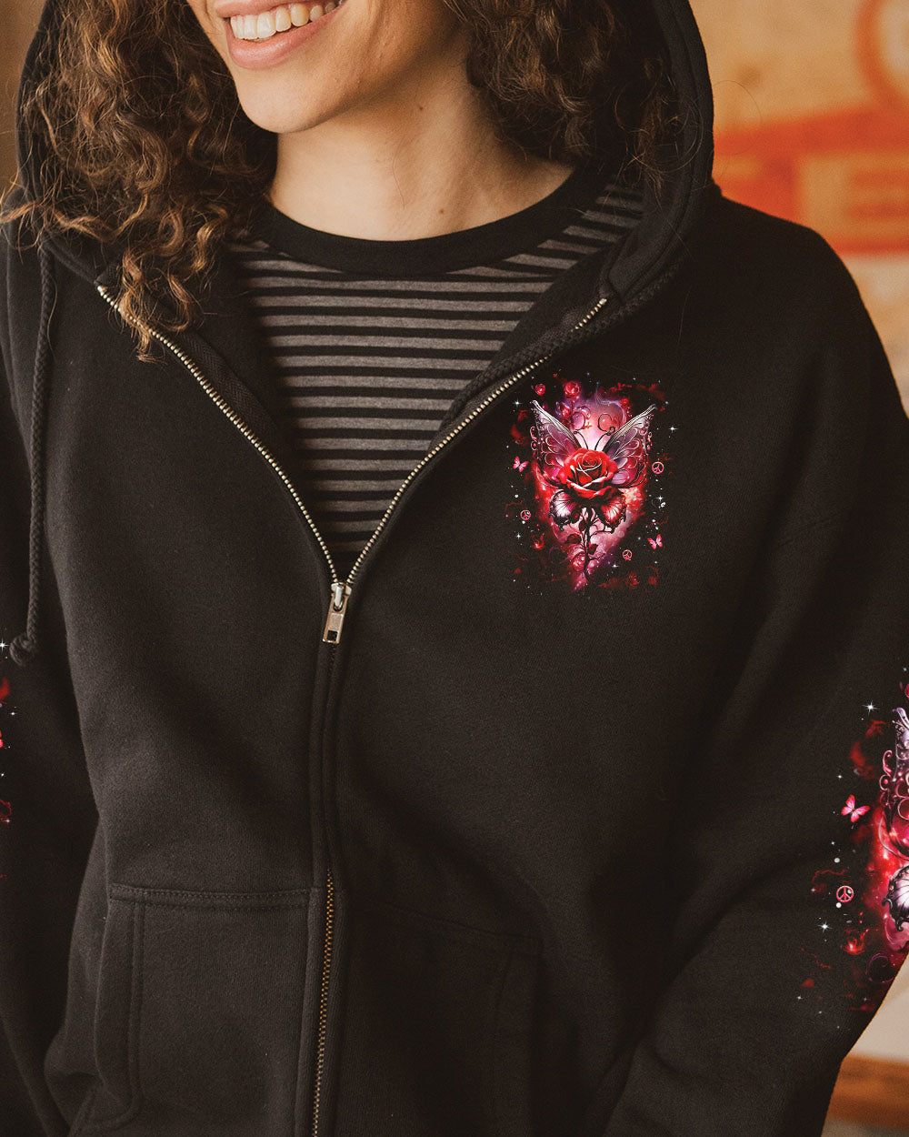 I Believe There Are Angels Among Us Red Rose and Butterfly Wings Graphic AOP Shirts _10_ Jhfh4