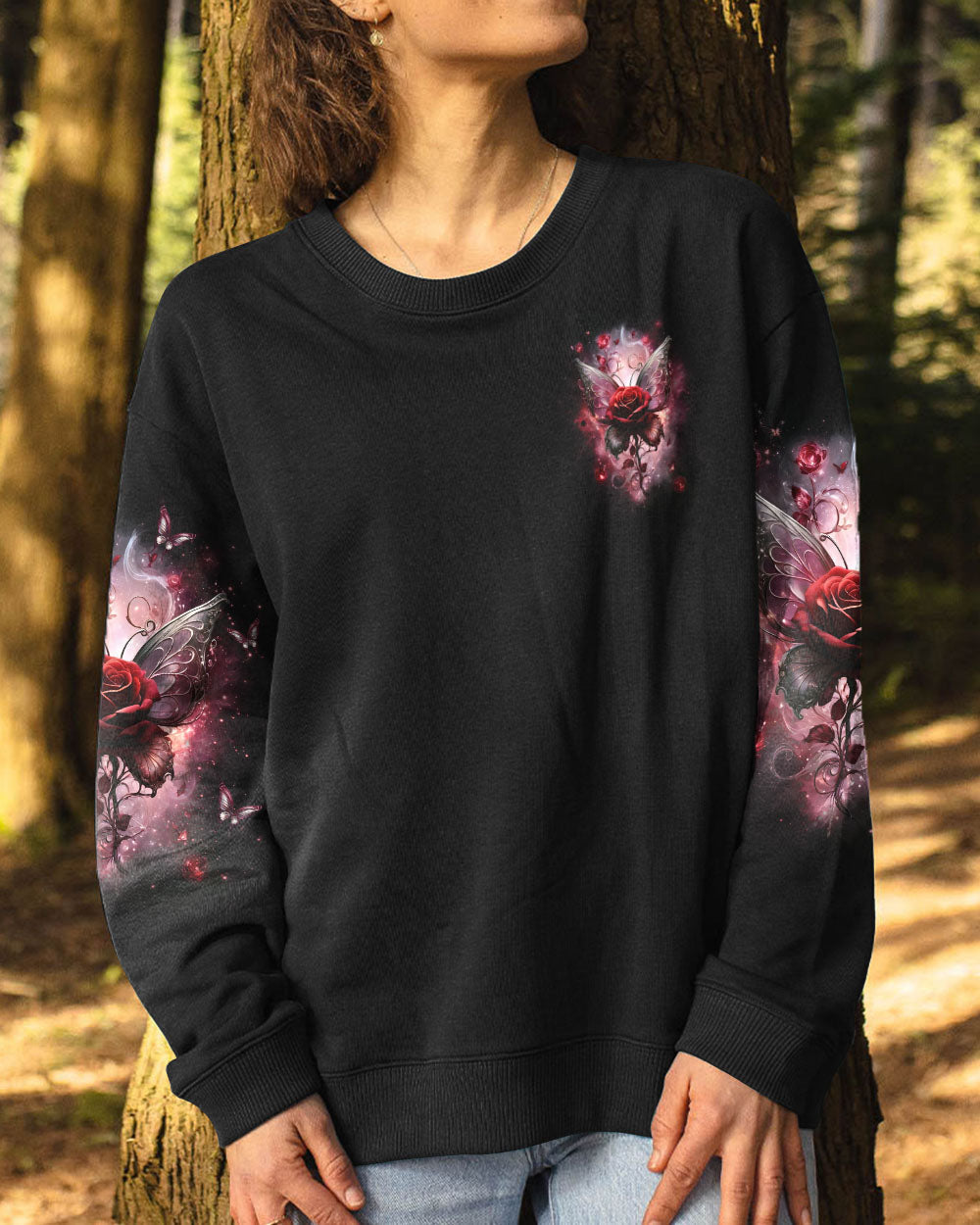 I Believe There Are Angels Among Us Rose and Butterfly Memorial AOP Shirts _2_ 2KQsU