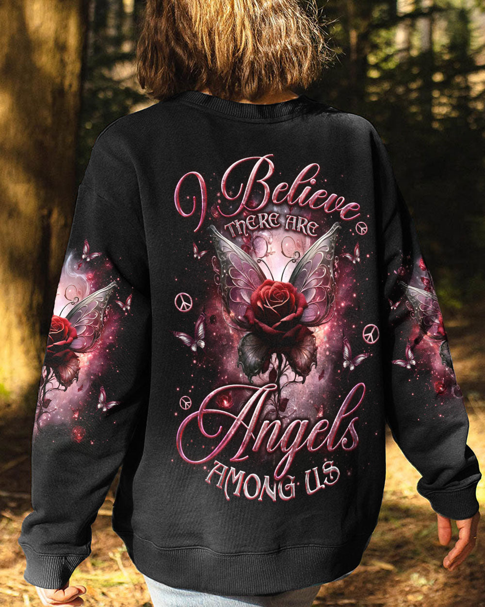 I Believe There Are Angels Among Us Rose and Butterfly Memorial AOP Shirts _3_ LFsNT