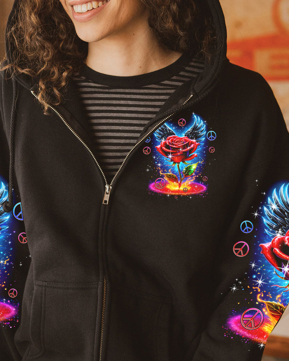 I Believe There Are Angels Among Us Rose with Blue Wings Inspirational Graphic AOP Shirts _10_ e1xcE