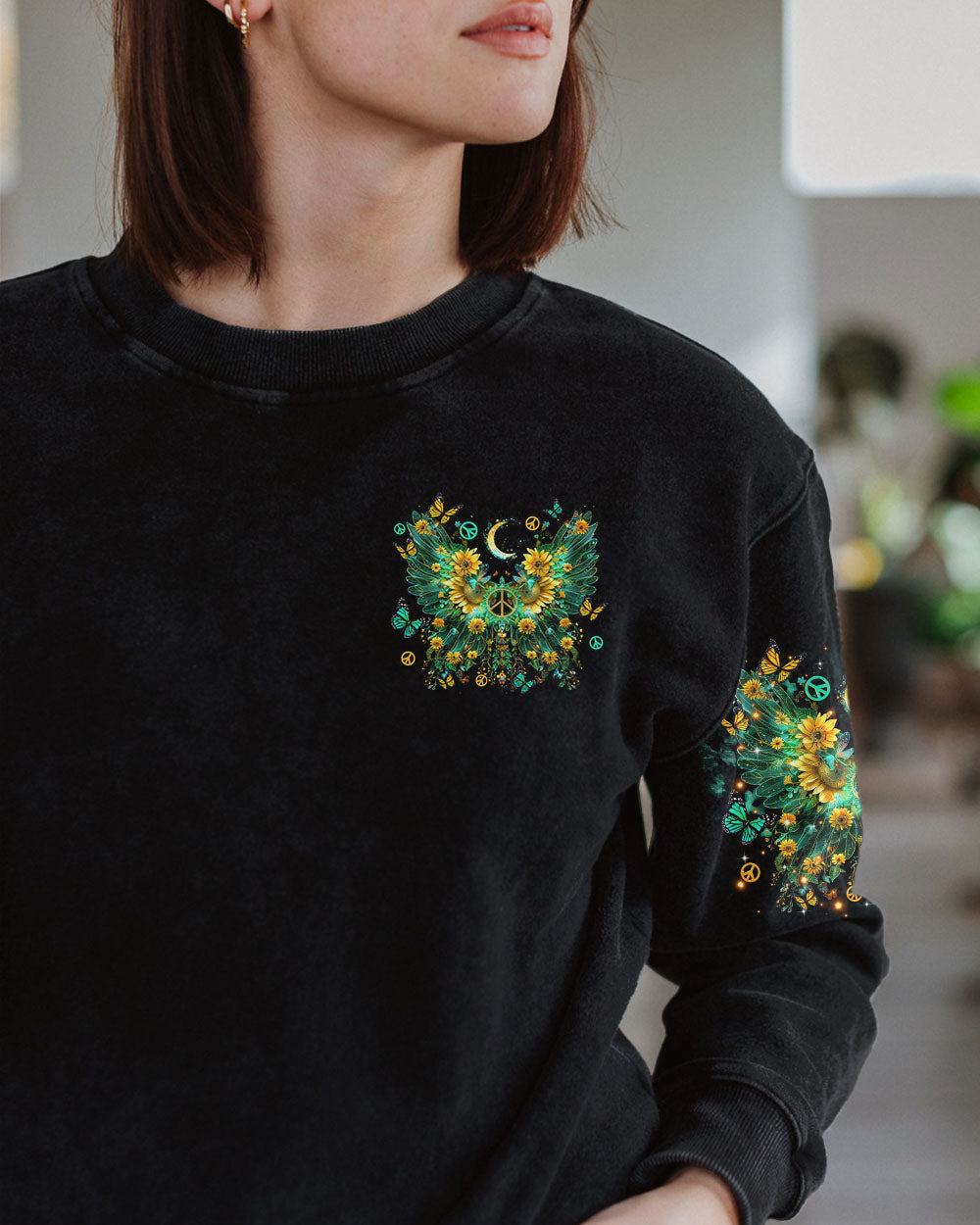 I Believe There Are Angels Among Us Sunflower Wings Peace Graphic AOP Shirts _2_ 7NZ3B