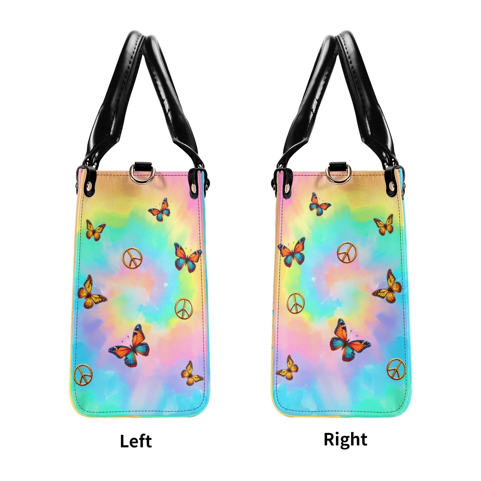 I Believe There Are Angels Among Us Tie Dye Colorful Butterfly Peace Sign Hippie Leather Bag _4_ VtVAF