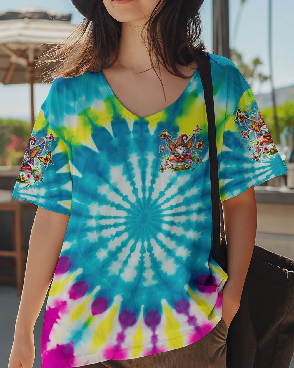 I Believe There Are Angels Among Us Tie Dye Gnome Peace Sign AOP Shirts _2_ v8qrB