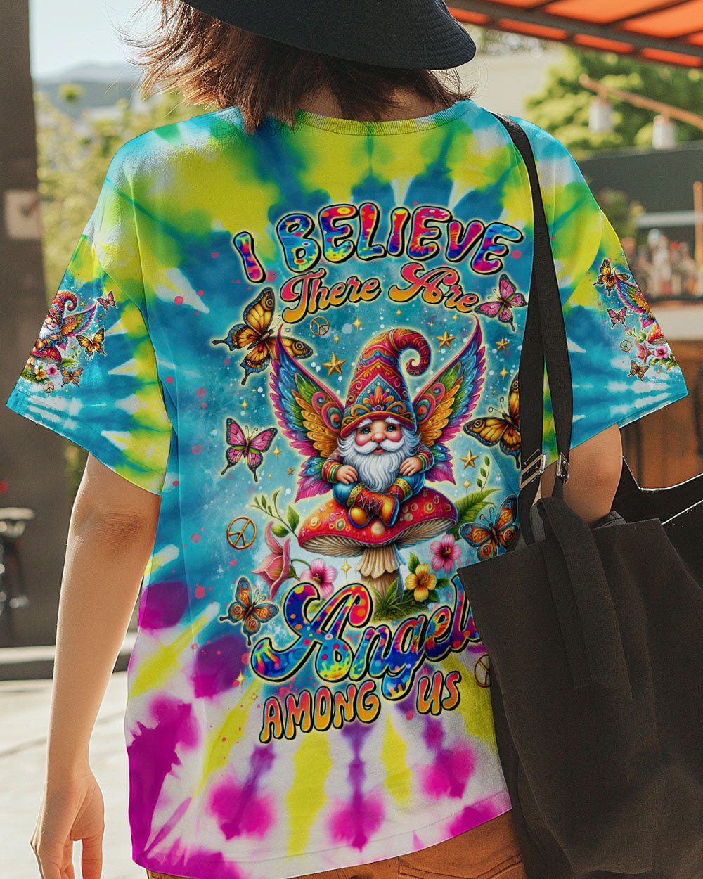 I Believe There Are Angels Among Us Tie Dye Gnome Peace Sign AOP Shirts _3_ PI9ck