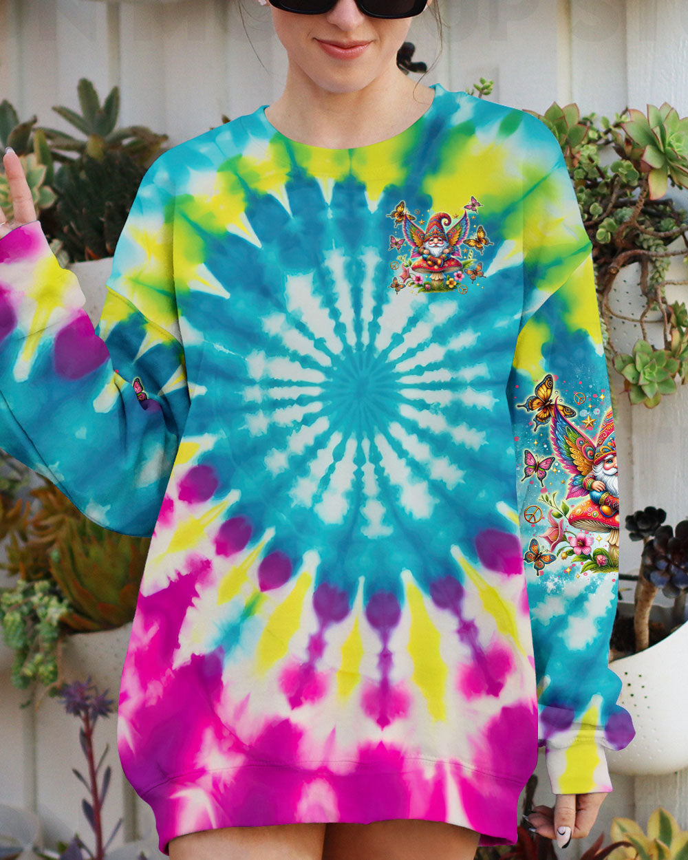 I Believe There Are Angels Among Us Tie Dye Gnome Peace Sign AOP Shirts _6_ K47hX