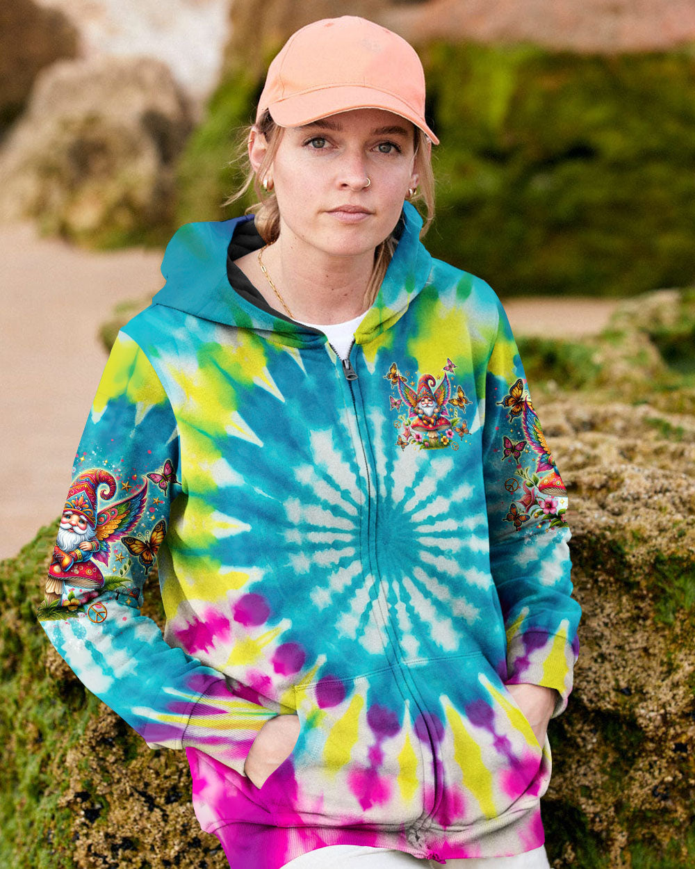 I Believe There Are Angels Among Us Tie Dye Gnome Peace Sign AOP Shirts _8_ OsYnF