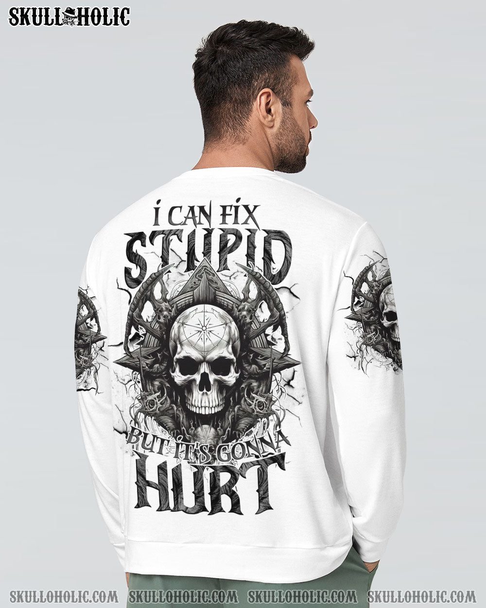 I Can Fix Stupid But It_E2_80_99s Gonna Hurt Skull Dark Gothic Ink Style AOP Shirts _7_ jiBmV