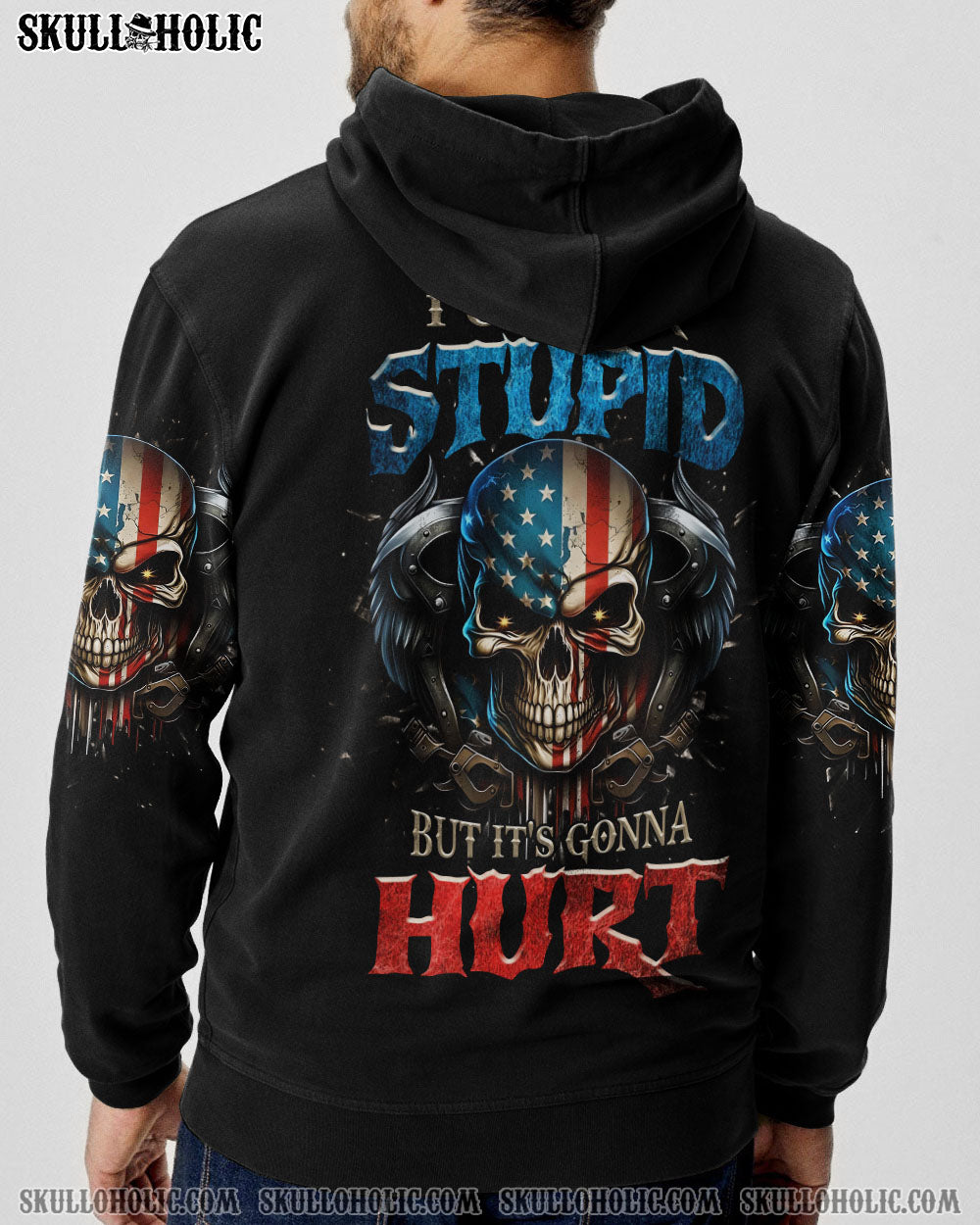 I Can Fix Stupid But Its Gonna Hurt Patriotic Skull USA Flag Funny Mechanic AOP Shirts _13_ Kifeq