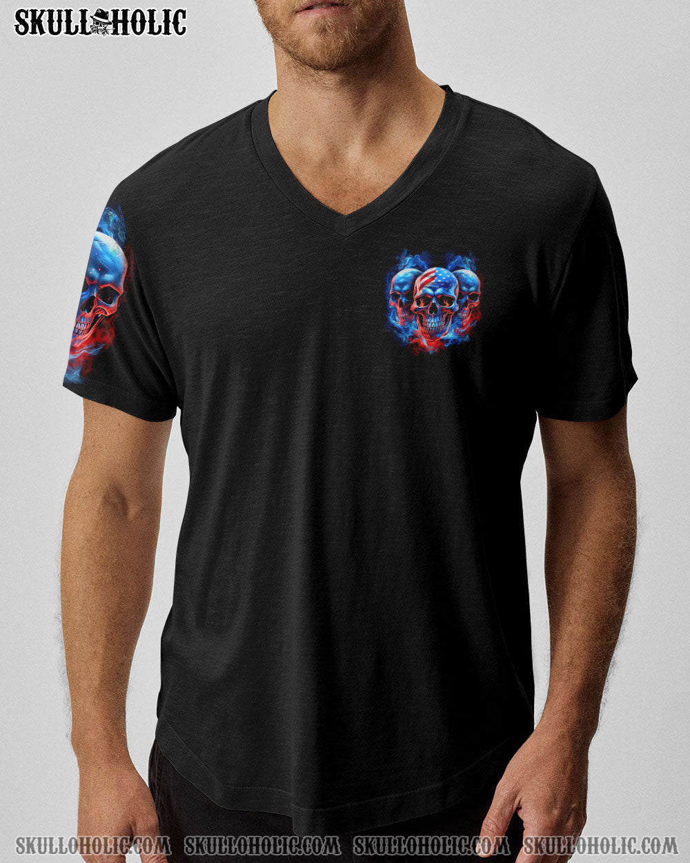 I Have 3 Sides Patriotic American Flag Skull Funny Crazy Graphic AOP Shirts _10_ R2mrH