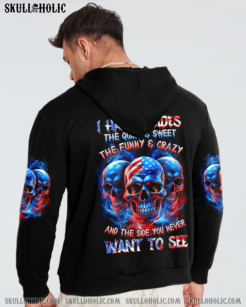 I Have 3 Sides Patriotic American Flag Skull Funny Crazy Graphic AOP Shirts _17_ abhoP