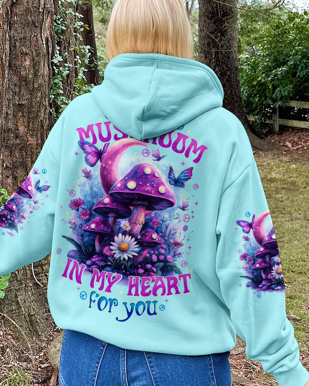 I Have So Mushroom in My Heart for You Cute Psychedelic Moon and Butterflies AOP Shirts _10_ G7sNQ