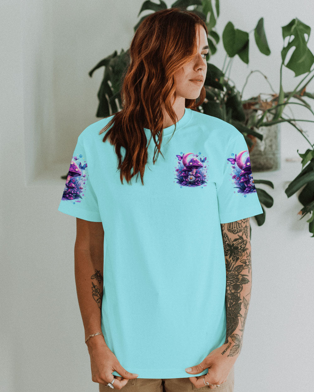 I Have So Mushroom in My Heart for You Cute Psychedelic Moon and Butterflies AOP Shirts _12_ SHJ7w