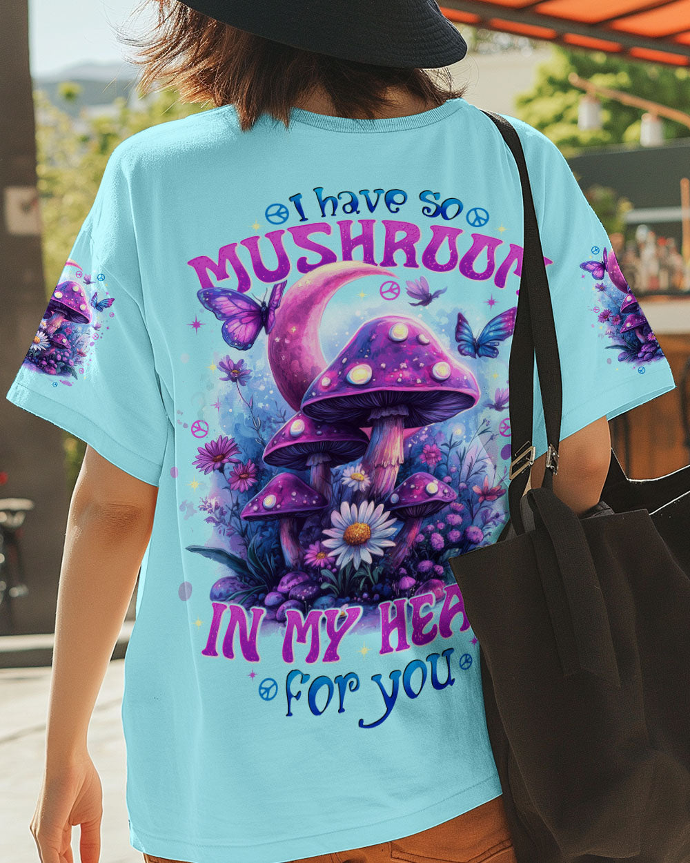 I Have So Mushroom in My Heart for You Cute Psychedelic Moon and Butterflies AOP Shirts _1_ jFRKc