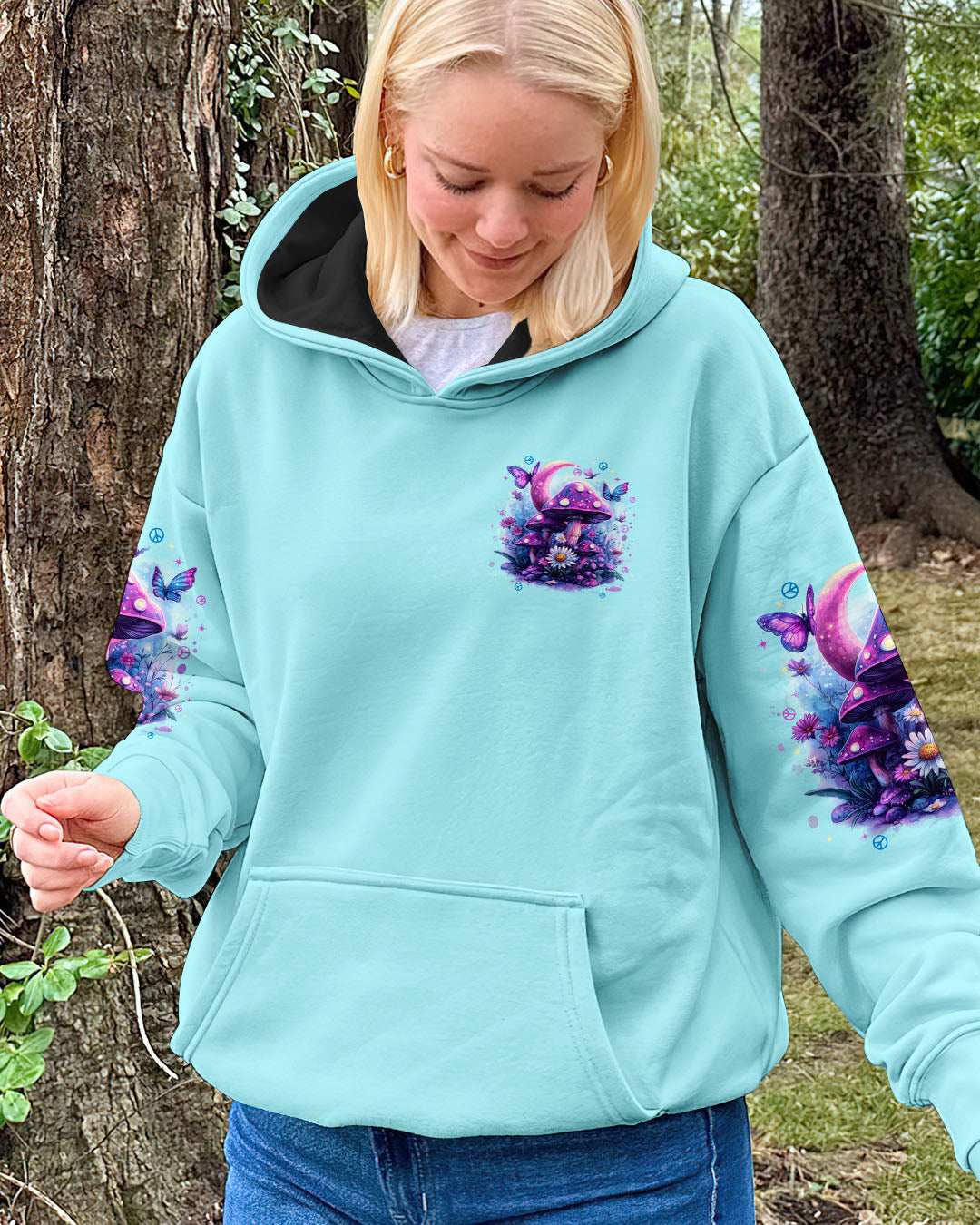 I Have So Mushroom in My Heart for You Cute Psychedelic Moon and Butterflies AOP Shirts _2_ 0HWMt