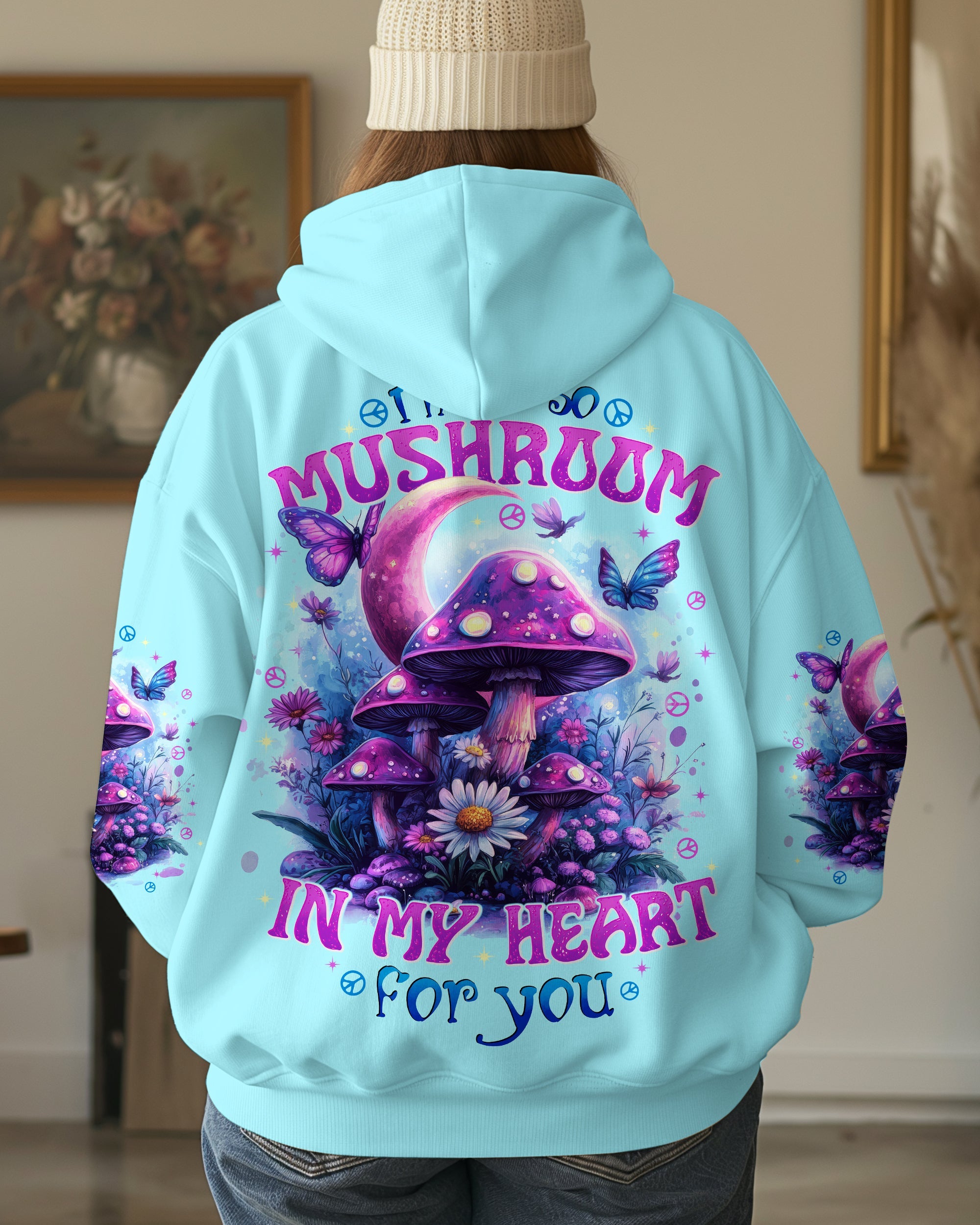 I Have So Mushroom in My Heart for You Cute Psychedelic Moon and Butterflies AOP Shirts _3_ X5J61