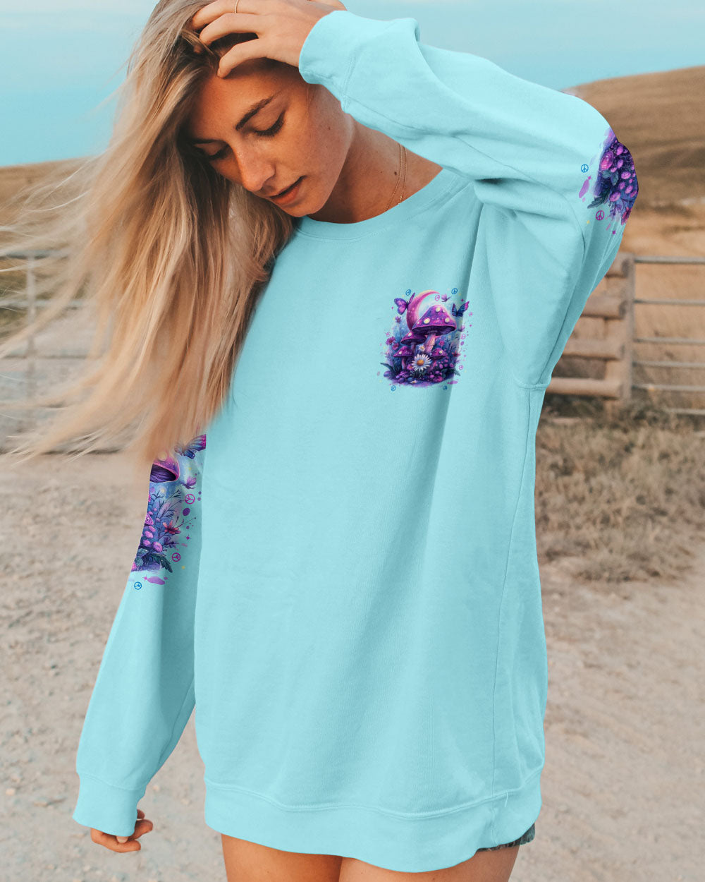 I Have So Mushroom in My Heart for You Cute Psychedelic Moon and Butterflies AOP Shirts _4_ hhXST