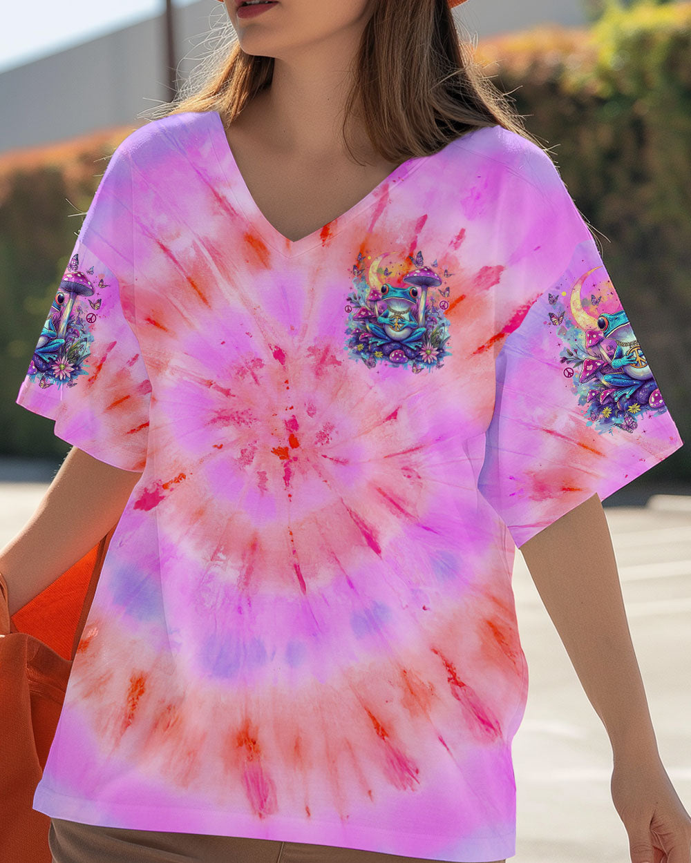 I Have So Mushroom in My Heart for You Tie Dye Cute Psychedelic Frog AOP Shirts _13_ 1MR1o