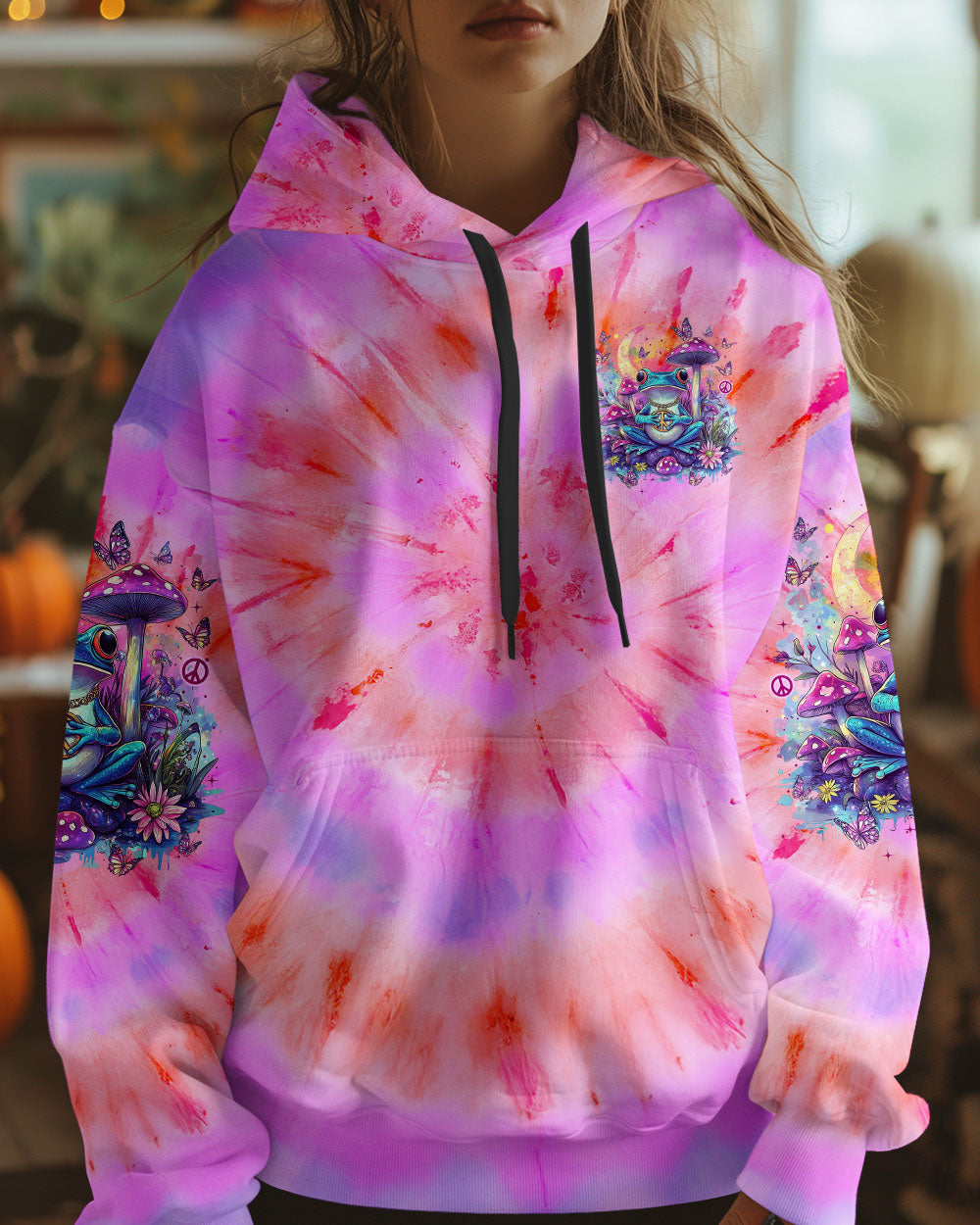 I Have So Mushroom in My Heart for You Tie Dye Cute Psychedelic Frog AOP Shirts _2_ llQZ7