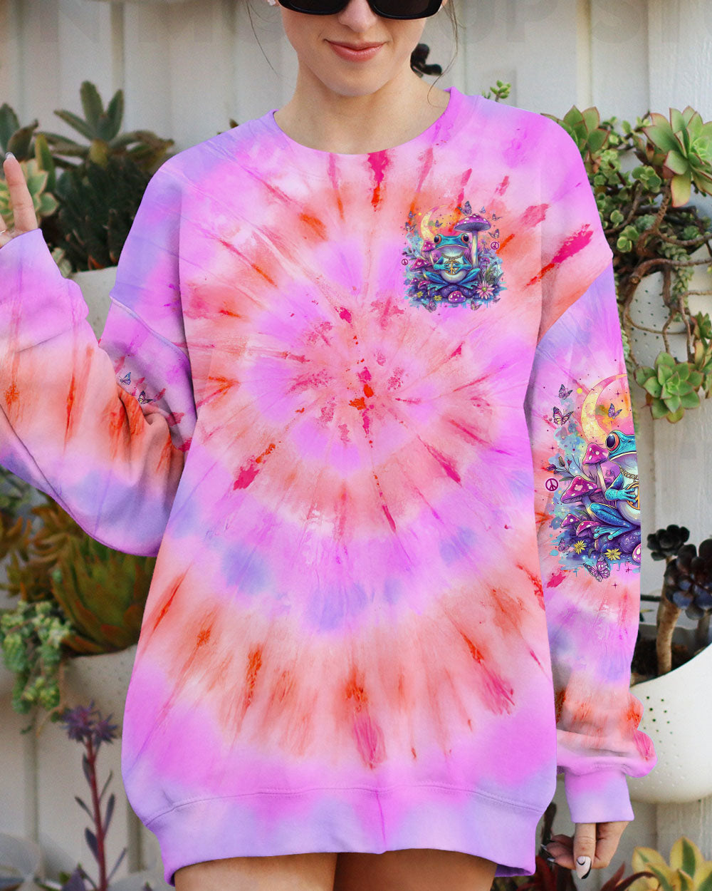 I Have So Mushroom in My Heart for You Tie Dye Cute Psychedelic Frog AOP Shirts _4_ 2JaPG