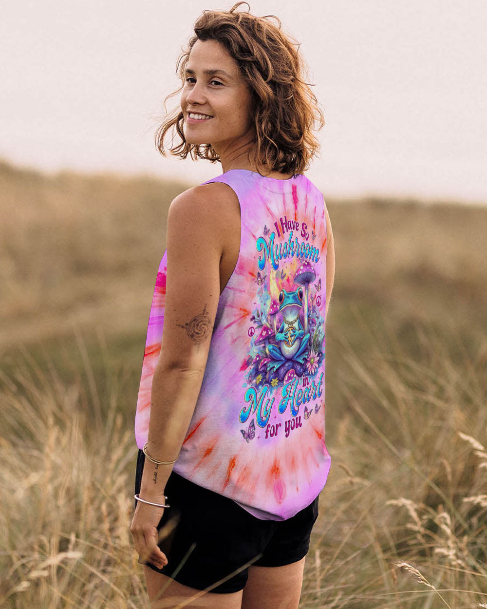 I Have So Mushroom in My Heart for You Tie Dye Cute Psychedelic Frog AOP Shirts _9_ U6ao0