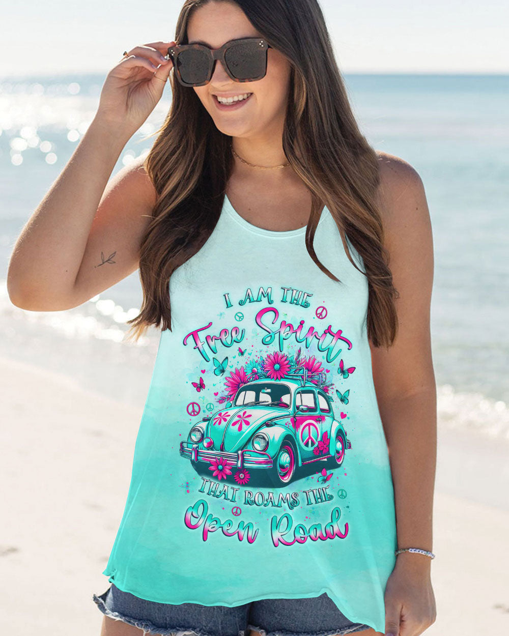 I am the Free Spirit that Roams the Open Road Hippie Car with Peace Sign AOP Shirts _5_ Q6OZl