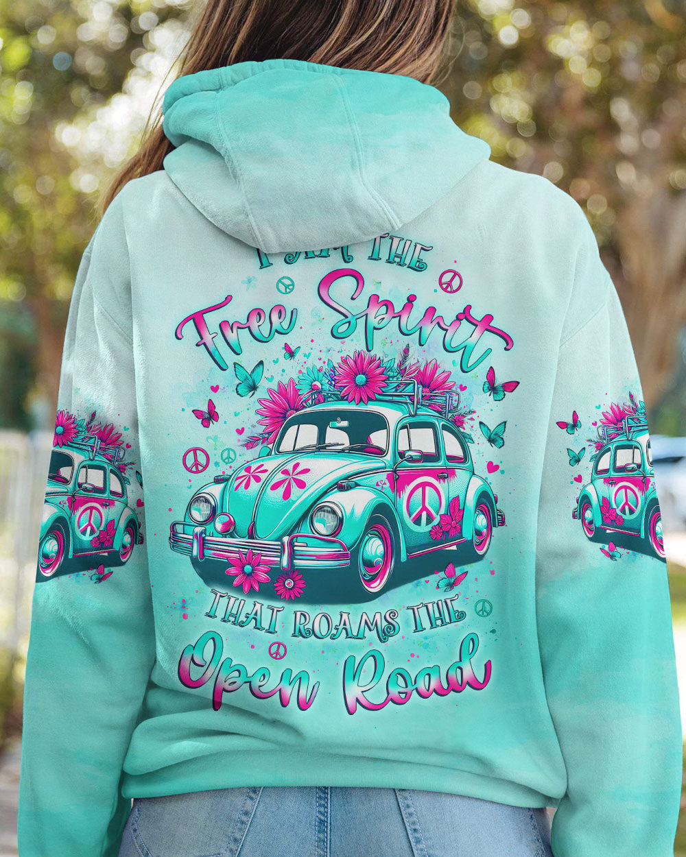 I am the Free Spirit that Roams the Open Road Hippie Car with Peace Sign AOP Shirts _8_ jnUwc