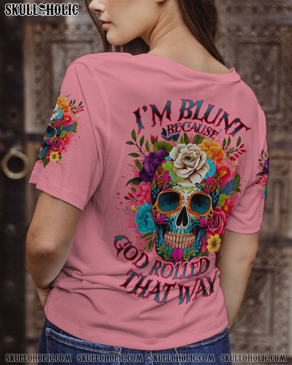 I_E2_80_99m Blunt Because God Rolled Me That Way Colorful Skull and Flower AOP Shirts _7_ piulE