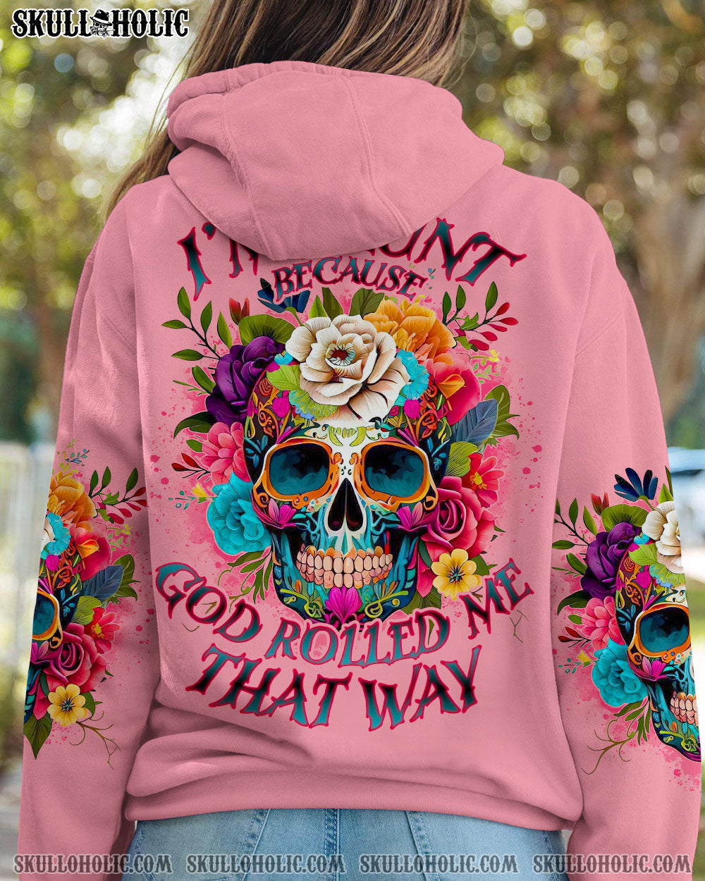 I_E2_80_99m Blunt Because God Rolled Me That Way Colorful Skull and Flower AOP Shirts _9_ auBLB