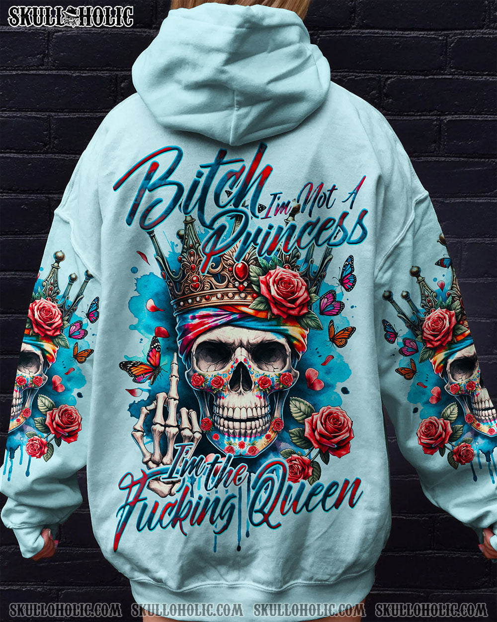 I_E2_80_99m Not a Princess I_E2_80_99m the F Queen Sku Crown Roses Sassy Attitude Graphic for Women AOP Shirts _11_ RkVsB