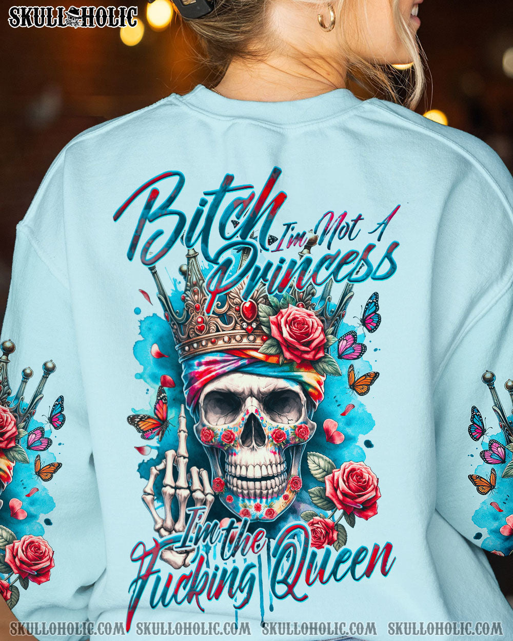I_E2_80_99m Not a Princess I_E2_80_99m the F Queen Sku Crown Roses Sassy Attitude Graphic for Women AOP Shirts _13_ Zb0qy