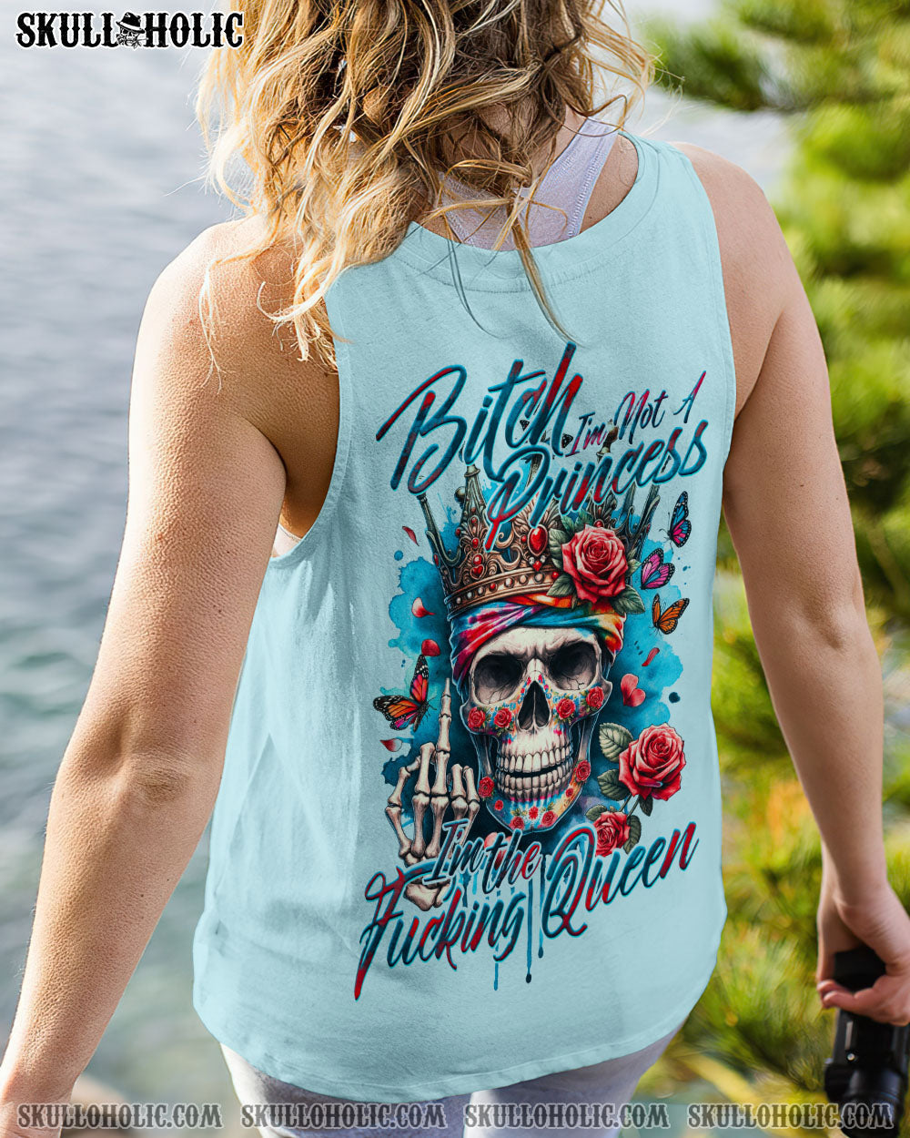 I_E2_80_99m Not a Princess I_E2_80_99m the F Queen Sku Crown Roses Sassy Attitude Graphic for Women AOP Shirts _17_ 6EMKH