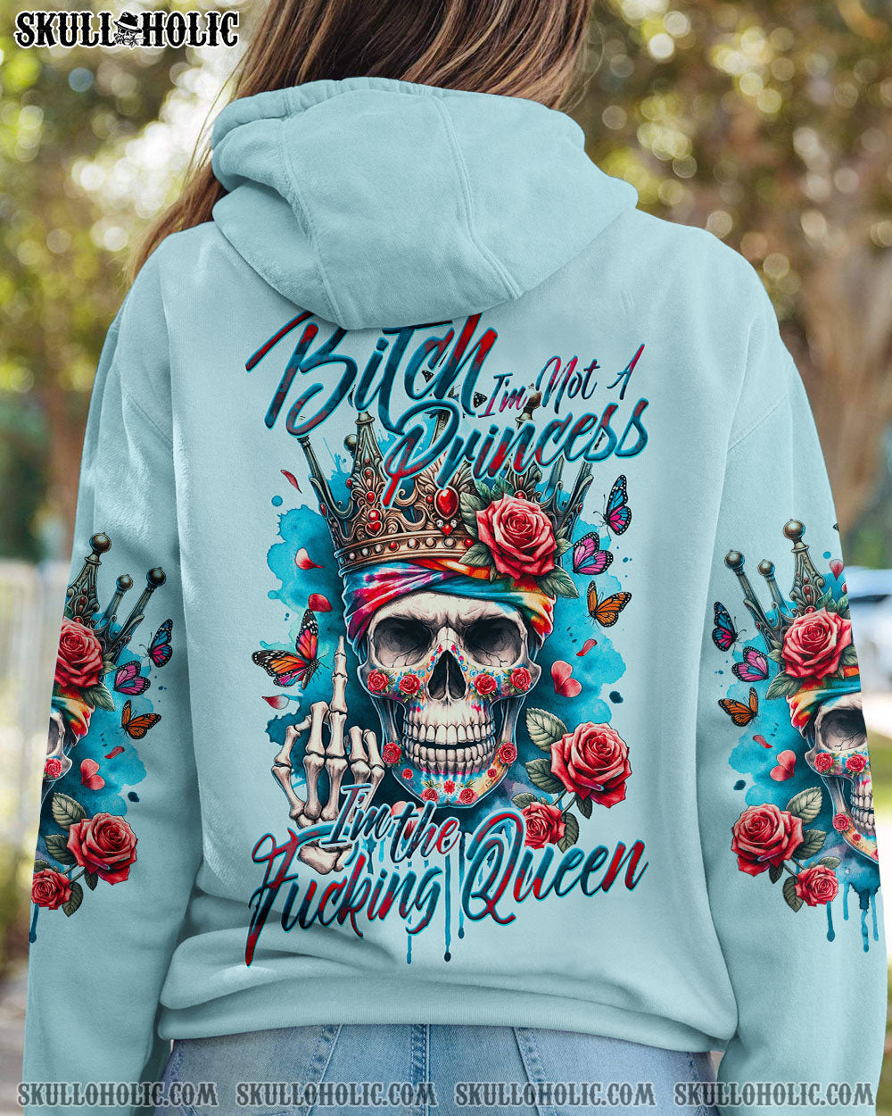 I_E2_80_99m Not a Princess I_E2_80_99m the F Queen Sku Crown Roses Sassy Attitude Graphic for Women AOP Shirts _1_ dX068