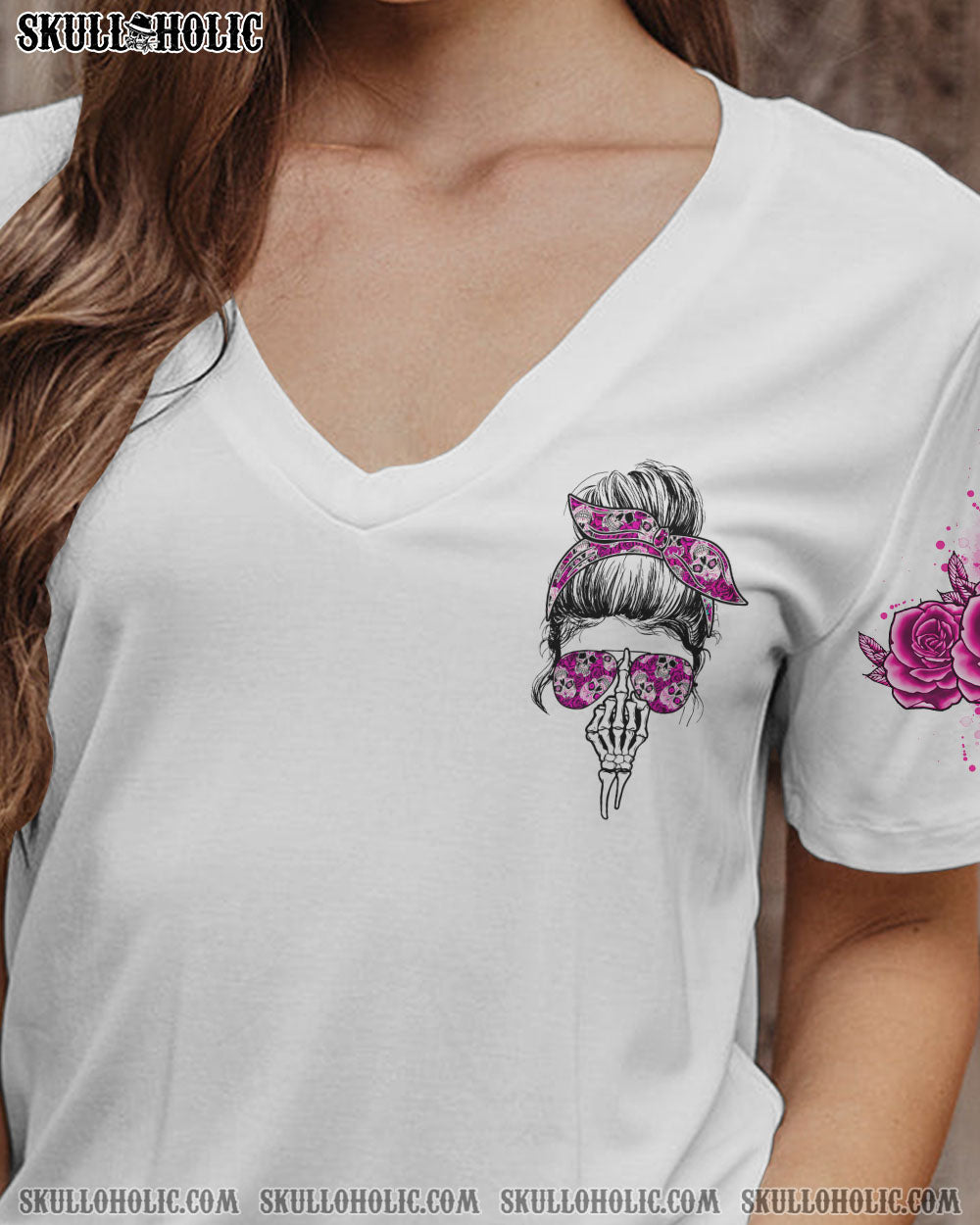 I_E2_80_99m a BITCH Don_E2_80_99t Try Me Funny Pink Skull and Rose Graphic Tee for Women AOP Shirts _11_ RhjRi