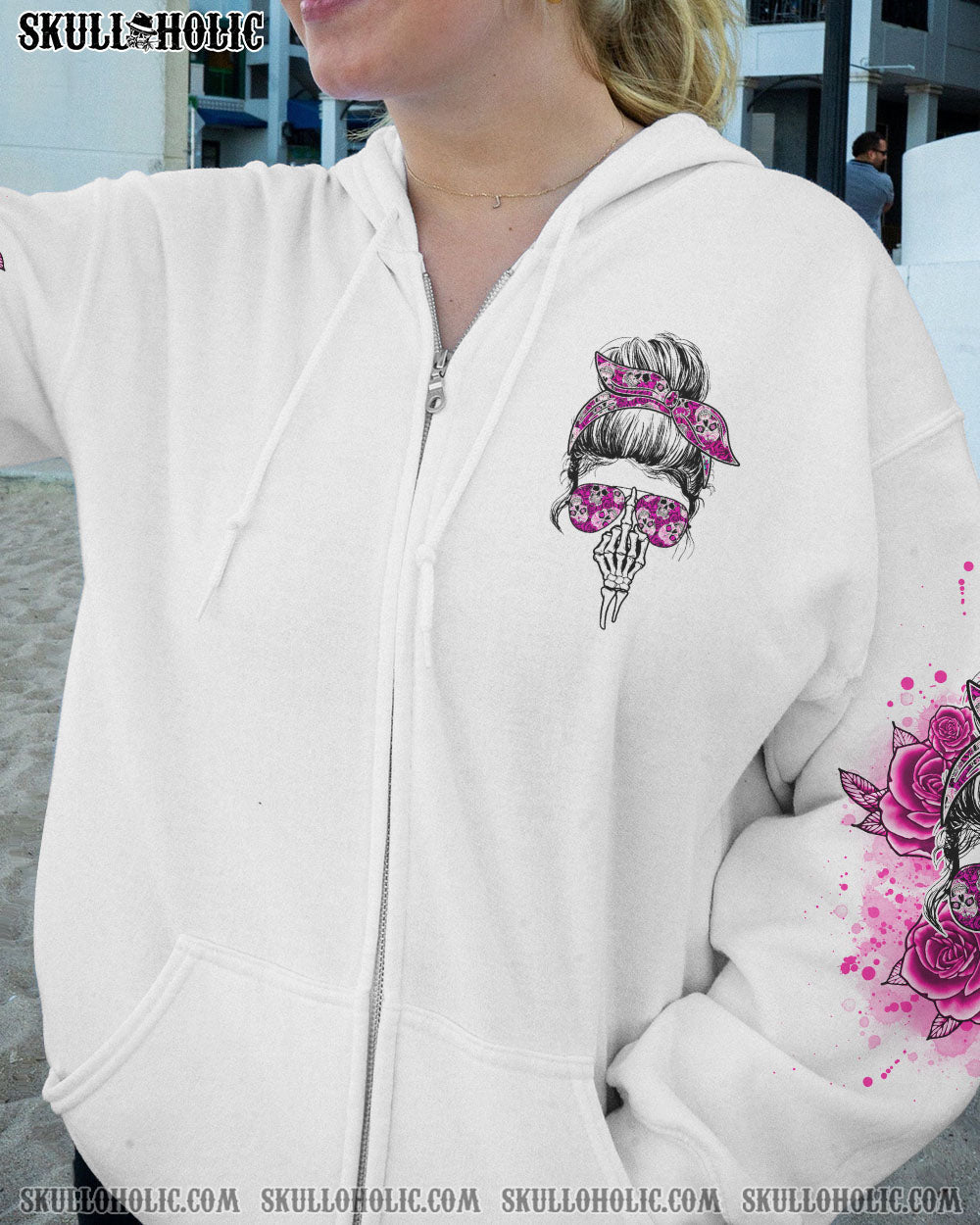 I_E2_80_99m a BITCH Don_E2_80_99t Try Me Funny Pink Skull and Rose Graphic Tee for Women AOP Shirts _8_ 1x5XA