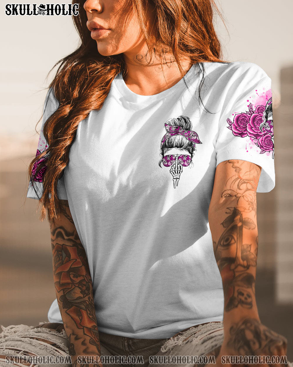 I_E2_80_99m a BITCH Don_E2_80_99t Try Me Funny Pink Skull and Rose Graphic Tee for Women AOP Shirts _9_ orGdK